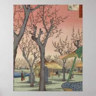 Poster Tree Blossoms Plum Garden Woodblock japonais