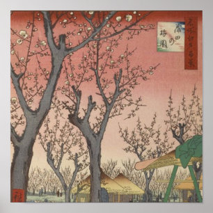 Poster Tree Blossoms Plum Garden Woodblock japonais