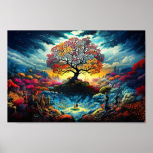 Poster - Tree of Life Colorful Rainbow Artwork