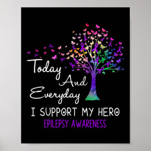 Poster Tree Ribbon I Support My Hero Epilepsie Awareness