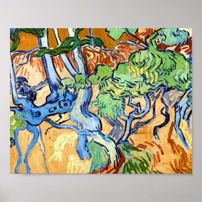 Poster Tree Roots (1890) Art botanique Vincent Van Gogh (Devant)
