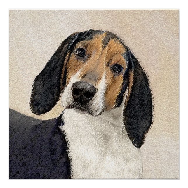 Poster Treeing Walker Coonhound Peinture - Art original (Devant)