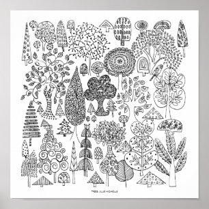 Poster Trees Black and White Drawing Art Print