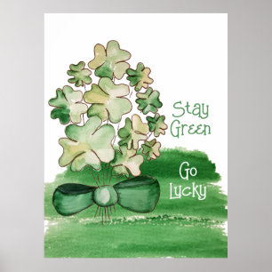 Poster Trèfle Chanceux Shamrock Aquarelle