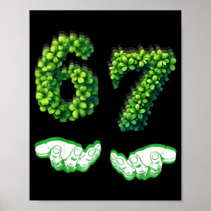 Poster Trèfle vert drôle numéro 67 chanceux St Pat