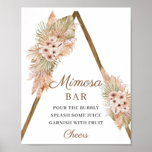 Poster Trendy Boho Dried Palm Pampas Grass Mimosa Bar