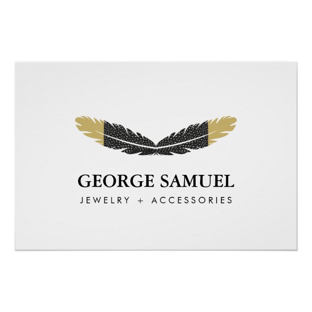 Poster Trendy Gold Dipped Boho Feather Logo  (Devant)