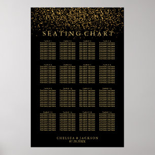Poster Trendy Gold Light on Black - Seating Chart