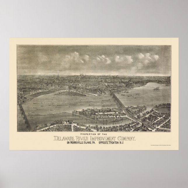 Poster Trenton, NJ Panoramic Map - 1900 (Devant)