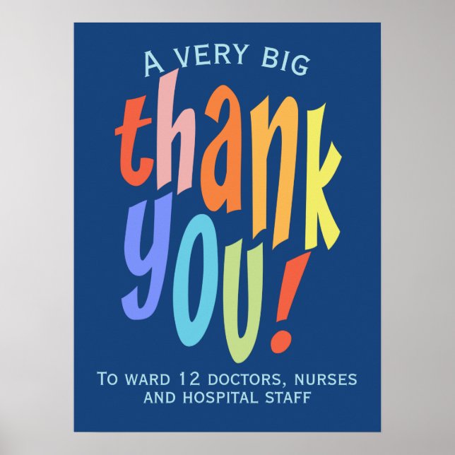 Poster Très grand Merci Appréciation Hôpital Keyworker (Devant)
