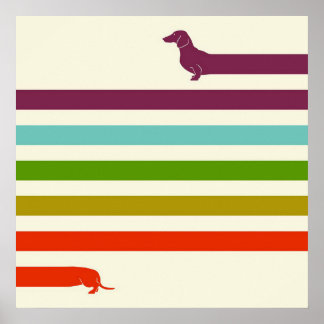 Poster Très Long Dachshund Coloré | Amateur de Husky