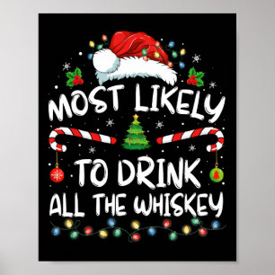 Poster Très Probable De Boire Tout Le Whiskey Père Noël C
