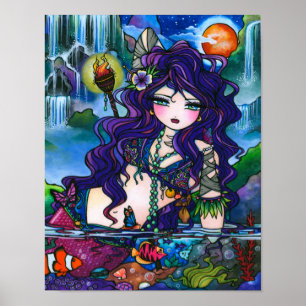Poster "Trésors cachés" Mermaid Gyspy Imaginaire Fée Art