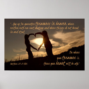 Poster Trésors en Ciel Matthieu 6:19-21 Verse de la Bible