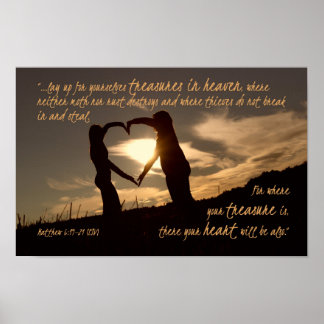 Poster Trésors en Ciel Matthieu 6:19-21 Verse de la Bible