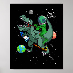 Poster TRex Dinosaur Dans l'espace extra-atmosphérique Al