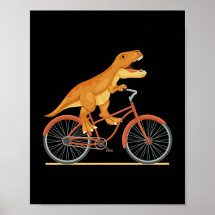 Poster TRex équitation A Vélo Amusant Trex Dinosaur Vélo