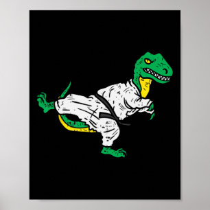 Poster Trex Karate Taekwondo Black Belt Funny Dinosaur Ma
