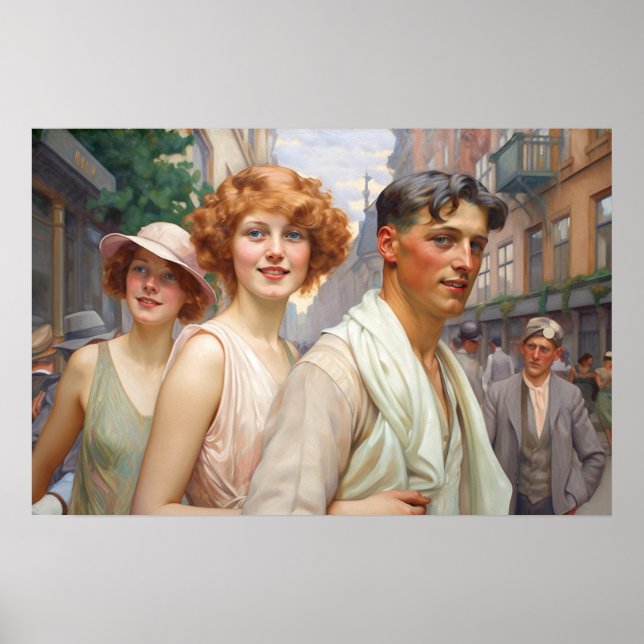 Poster Triade polyamoreuse errant dans le centre-ville (Devant)