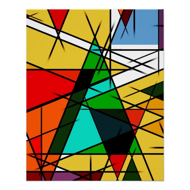 Poster Triangle Coloré Géométrique Moderne (Devant)