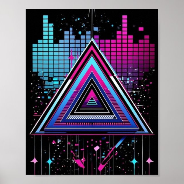 Poster Triangle de néon Abstrait (Devant)