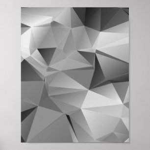 Poster Triangle géométrique basse Poly Monotone noir blan