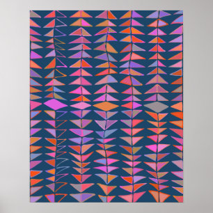 Poster Triangles géométriques Abstraits en bleu