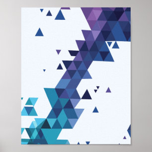 Poster Triangles géométriques bleu et violet Motif