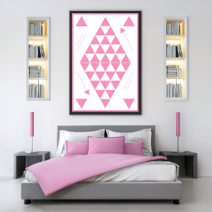 Poster Triangles géométriques roses