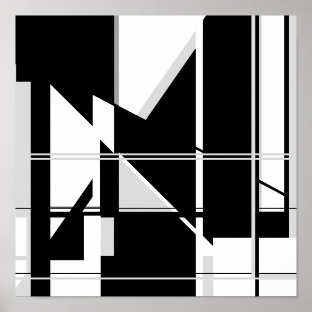 Poster Triangles noirs blancs dans la conception du Labyr (Devant)