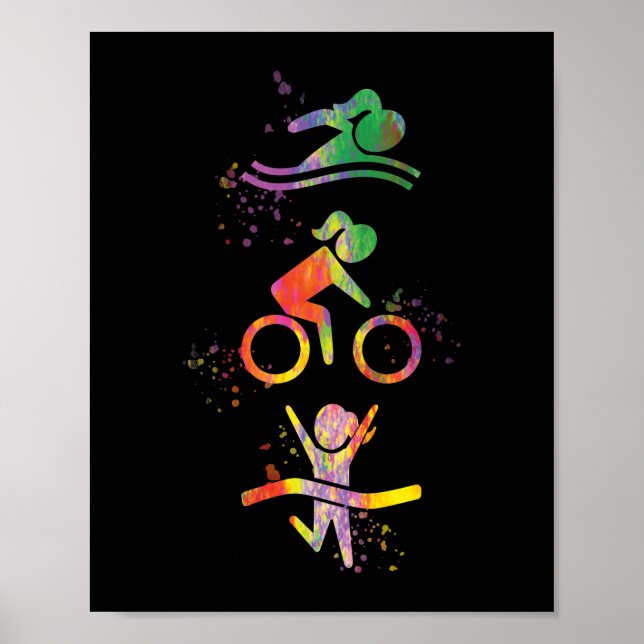 Poster Triathlon de Watercolor Womens (Devant)