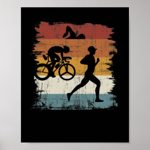 Poster Triathlon rétro vintage