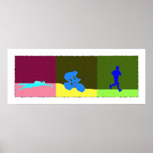 Poster Triathlon Triptyque - Peinture