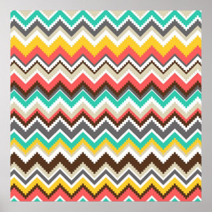 Poster Tribal coloré Aztec Chevron ZigZag Grandes Imprime