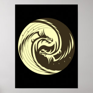 Poster Tribal Dragons Yin Yang (Customize it!)