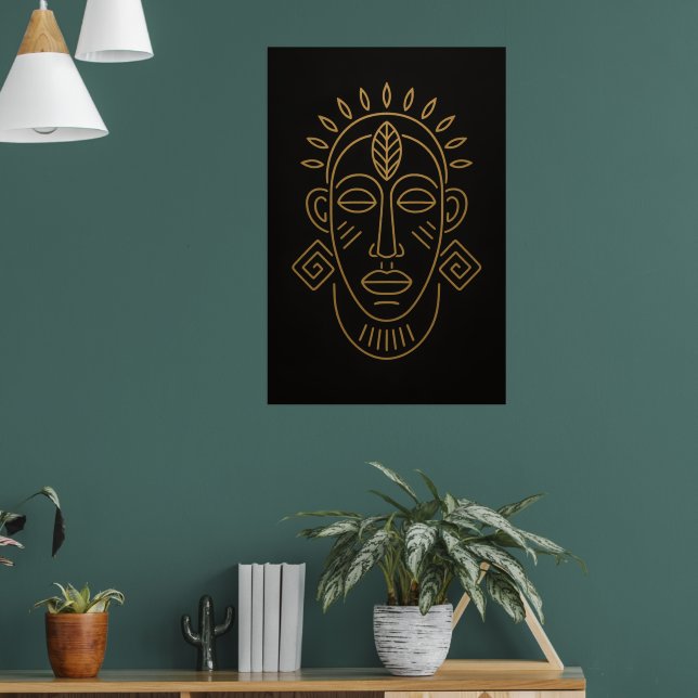Poster Tribal Essence | African Face Motif Art Print (Salon 1)