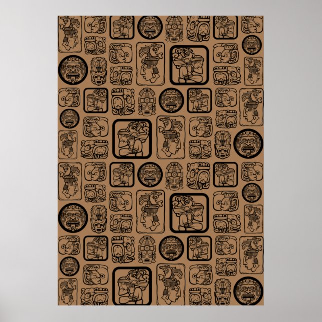 Poster Tribal MAYA ancien masque motif 1 (Devant)