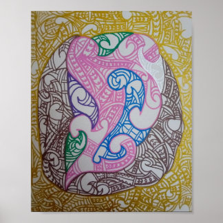 Poster Tribe3 Abstrait Maori Kowhaiwhai par RRW