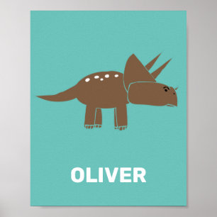 Poster Tricératops Brown Pour Enfants Dino Boy