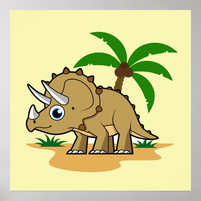 Poster Tricératops Dans Un Climat Tropical. (Devant)