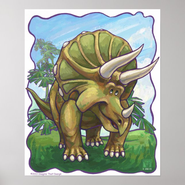 Poster Triceratops de Cute Cadeaux d'Art & Accessoires (Devant)