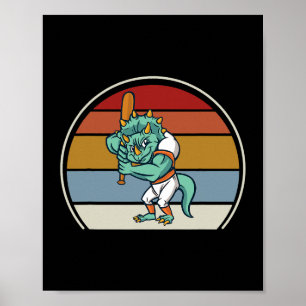 Poster Tricératops Dinosaur Cute Père Noël Christ préhist