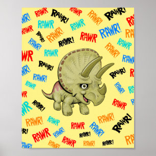 Poster Tricératops dit "Rawr !"