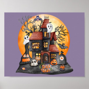 Poster Trick ou traitement Halloween Chasse Maison Collec