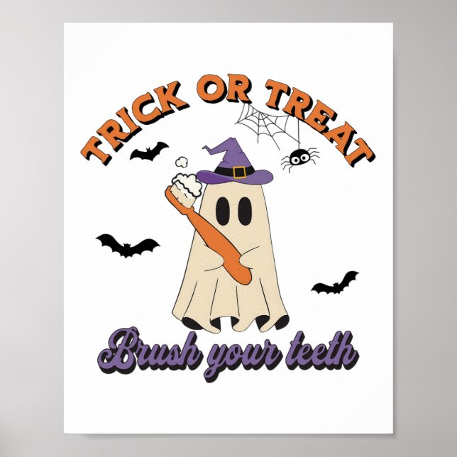 Poster Trick Ou Traiter Bronzer Vos Dents Hygiéniste Dent (Devant)