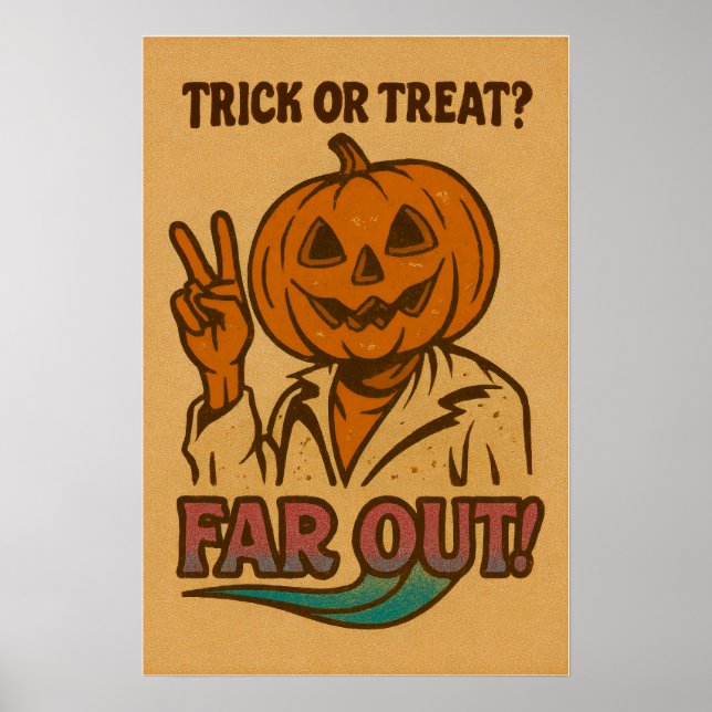 Poster Trick ou Treat ? | Citrouille d'Halloween rétro (Devant)
