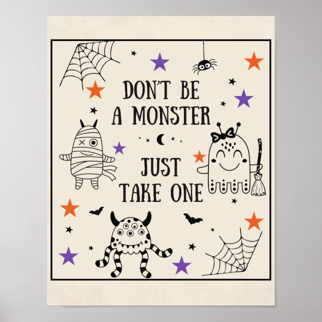 Poster Trick ou Treat juste prendre un bonbon de porcelai (Devant)