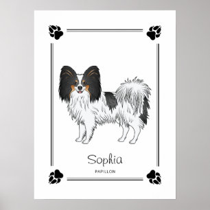 Poster Tricolore Papillon Cute Dog Avec Patrouilles Et Te