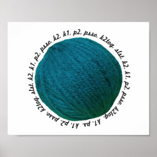 Poster Tricot Lingo Fil Bal Artisanat Turquoise