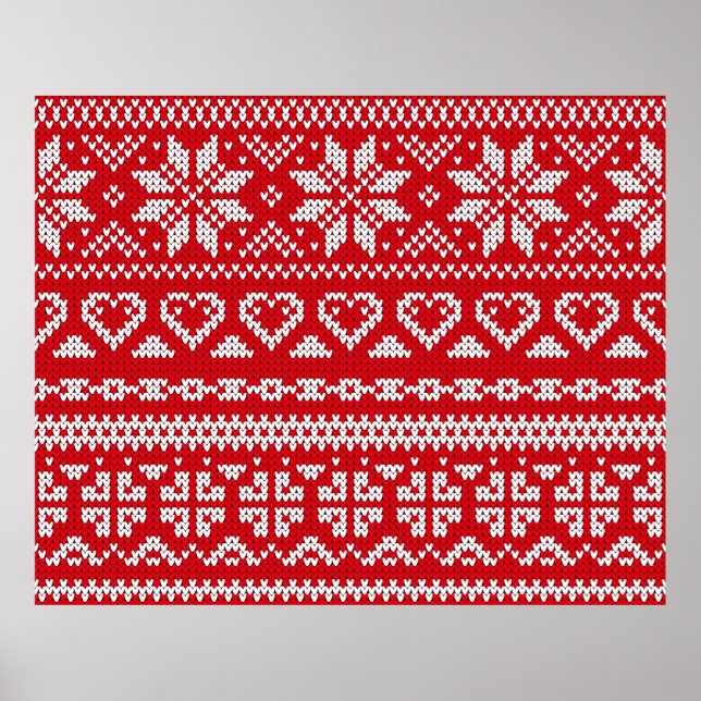 Poster Tricot sans couture motif Norvège pull de fête d (Devant)